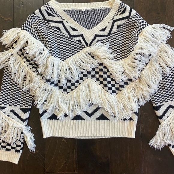 Briggs Checkered Fringe Knit Sweater - Picture 3 of 3